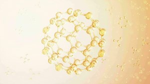 Spherical molecular structure, biotechnology concept, 3d rendering.