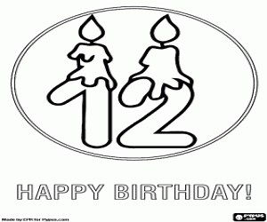 Congratulations for the twelve years coloring page printable game