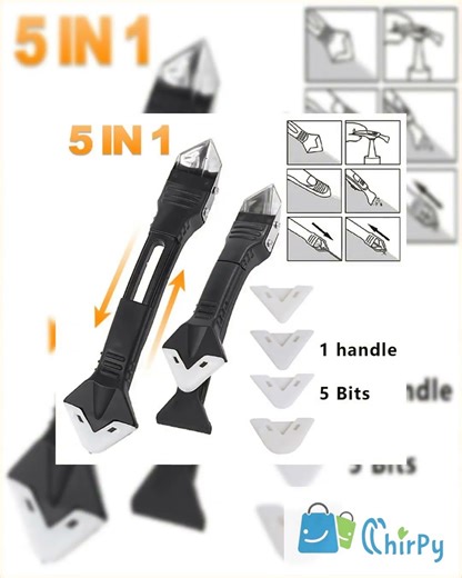 5 in 1 Metal Head Shovel Glue Tool Kit: Silicone Spatula, Caulk Remover, Grout Removal, Sealant F...