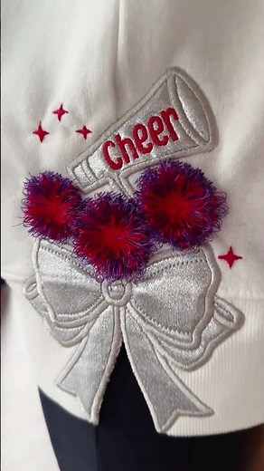 Cheerleader Pom Poms Megaphone Side Bow Applique #embroidery #machineembroidery #cheerleader #diy