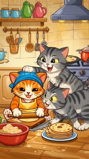 A cat is cooking bread# Another cat jump on it#