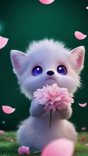 Cute Baby Fox Holding a Pink Flower 🌸 | Wholesome Aesthetic Animation