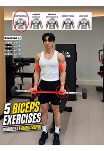 🔸5 Biceps Exercises with Dumbbells & Barbells | Full Biceps, Long Head & Brachialis Routine🔥 Want bigger, more defined biceps? Try these 5 dumbbell and barbell variations🔥 1. Standard Barbell Curl - Biceps Overall 2. Dumbbell Hammer Curl - Brachialis Long Head 3. Reverse-Grip Barbell Curl - Brachialis Brachioradialis 4. Standard Dumbbell Curl - Biceps Overall 5. Close-Grip Barbell Curl - Long Head 3–4 sets each / 10–12 reps Rest 45–60 sec Volume. Peak. Thickness. All covered. Save this for yo