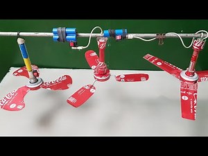 Three amazing ceiling fans made from Coca-Cola cans.