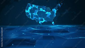 USA map background digital number code business security key technology