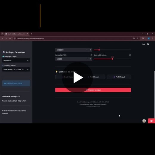 #dataengineering #machinelearning #creditscoring #fintech #financialinclusion #python #fastapi #streamlit #xgboost #docker #airflow #opentowork | Daniela Samo
