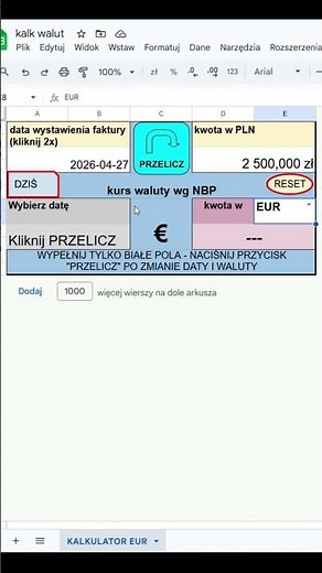 Kalkulator walut NBP w Arkuszach Google? Czemu nie?! #automatyzacja #googlesheets #googleappsscript