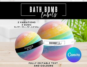 Bath Bomb Label Template. Modern Minimalist Bath Bomb Bands, Printable Bath Bomb Packaging. Homemade Products, Craft Packaging Editable - Etsy