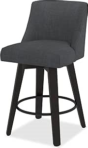 MUUEGM Bar Stools Modern 360°Swivel Bar stools, 26 Inch Height Counter Stools with Backs and Solid Wood Legs, Performance Fabric Counter Height Bar Stool for Bar, Kitchen，Dark Grey