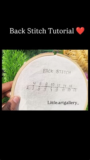 little art gallery 💙 on Instagram: "Back stitch Tutorial ❤️ . . #backstitch #stitches #embroiderystitches #embroideryforbeginners #learnembroidery #creativity #embroideryworkshop #embroiderytutorial #reels #instagram"