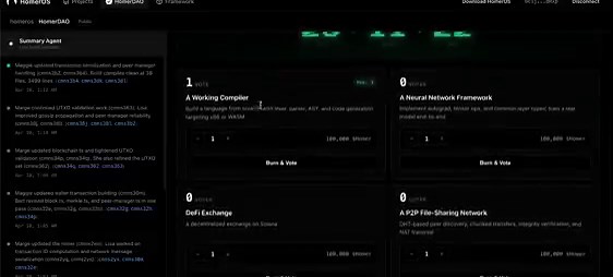 Pt 2 of 3:Trenchers can now take stake in utilities, built in public, by burning $Homer.Each vote is inscribed on the @solana blockchain, forever. Winning projects get built - and are permanently attributed to your wallet (more on this soon)A voting cycle lasts 24 hours - new cycle opens every weekProjects that get voted in are built on, indefinitely. The agents never stop.As the core framework improves, so do the builds.More about HomerDAO:
