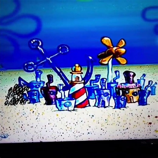 Pushing Bikini Bottom Somewhere Safe But The Giant Worm Fell On It And Destroys The Town