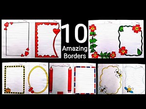 10 Beautiful borders for projects handmade| simple border designs| Notebook border designs| rulled