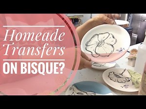Making Homemade Underglaze Transfers and applying them to Bisqueware, Handmade Dishes, Pottery Vlog