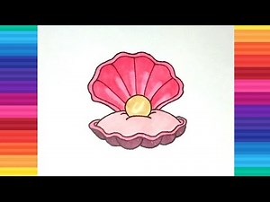 How to draw an easy seashell pearl step by step | easy magical drawing | easy pearl drawing
