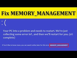 How To Fix Memory Management Blue Screen Error || Windows 10/8/7