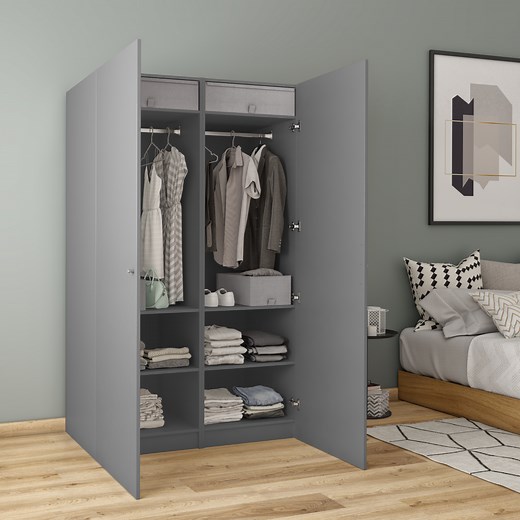 Armoire penderie gris H.200 x l.120 x P.60 cm Home | Leroy Merlin