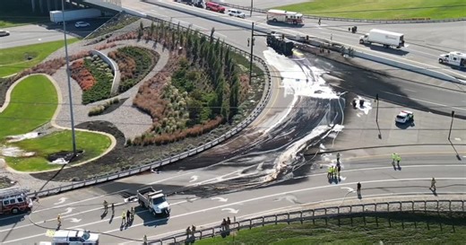 VIDEO: I-75 overpass, ramp closed at Union Centre Boulevard for large tanker fire