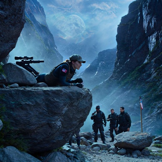 All the SEALs Were Out of Time — Until a Quiet Voice Came From the Rocks The gorge felt like a funnel—wind threading through stone, cold air pressing in from every side. Down on the valley floor, the team held close behind rough rock, shoulders almost touching, eyes scanning. A stars-and-stripes patch flashed on a sleeve whenever someone shifted. The radio carried only static. Commander Harrison kept his voice low and even. “Signal?” he asked. A chief shook his head. “Still quiet.” Someone near 