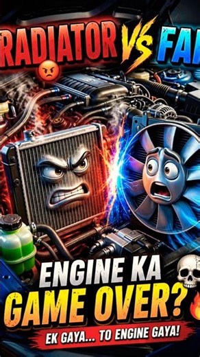 Radiator vs Fan 😡💨 | Engine Ka Game Over?💀🔥 #shorts #viral #ai #automobile #radiator #funny #3d #car