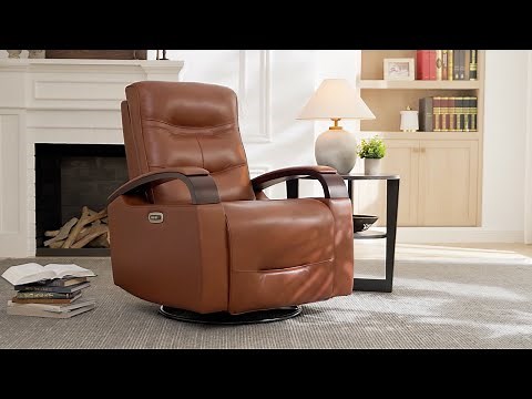 Laisha Leather Swivel Glider Power Recliner Chair, Dark Brown