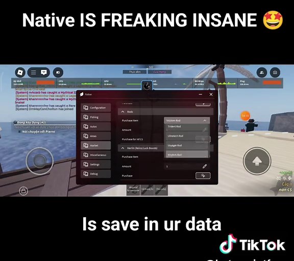 Native is freaking insane ( i got all rod and inf money)#inf #fischfyp #fischroblox #fischscript #freescript #script #fish #delta #fluxus #codex #arceusx #fisch #native