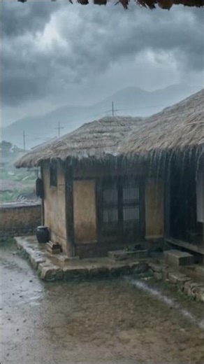 Heavy Rain on a Thatched Roof Village with Clay Jars 🌧️🏘️ Fall Asleep Fast #shorts