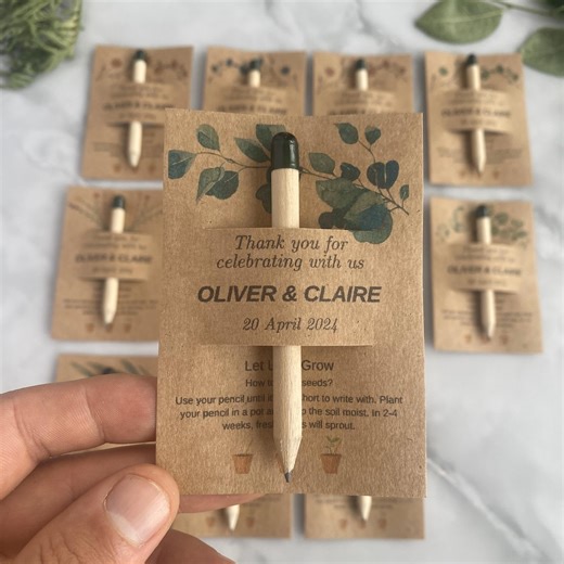 Plantable Seed Pencil Favors With Personalized Cards: Eco-friendly Gifts - Etsy