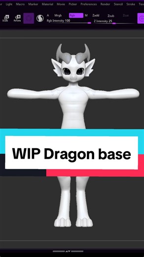 WIP dragon avatar base for vrchat! I use Zbrush with custom colors #mayocube #vr #vrc #vrchat #3dartist #furry #3d #dragon #furry #avatar #vrchatfurry #speedpaint