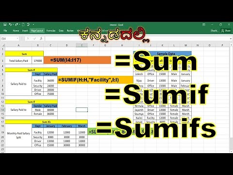 Learn MS Excel Formulas Sum SumIf SumIfs in Kannada