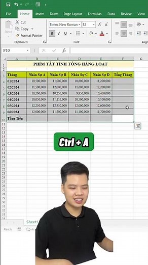 Phím tắt tính tổng hàng loạt trong excel #phongexcel #LearnOn #xemngaymeohay #thanhcongnghe