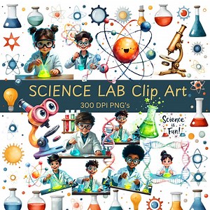 Science is Fun Lab 19 Clip Art STEM Teacher Graphics Instant Digital Download Classroom Microscope - Etsy