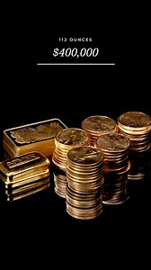 19K views · 222 reactions | Over $400,000 worth of gold in this stack. When we filmed this just a few short weeks ago, 112 ounces was worth pretty close to $400K. In those weeks, gold has increased by almost 6%, making this stack now worth over $420,000. How much will it be worth in another month? #apmex #gold #goldstack #goldbars #goldcoins | APMEX, Inc. | Facebook