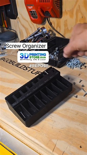 18K views · 39 reactions | 藺 Check out this awesome screw organizer hack! ️ Quickly sort your screws by size with this nifty tool—perfect for all your DIY projects. And the best part? You can easily 3D print it! ️✨ Repost from @gobuildstuff #3DPrinting #DIYHack #ScrewOrganizer #3DPrintTools #Repost #3DPrintingStore | 3D Printing Store.co.za | Facebook