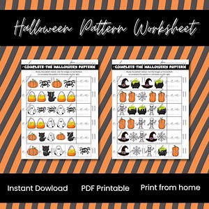 Halloween Pattern Worksheet: Kids Printable Game (digital Download A4/letter Size) - Etsy