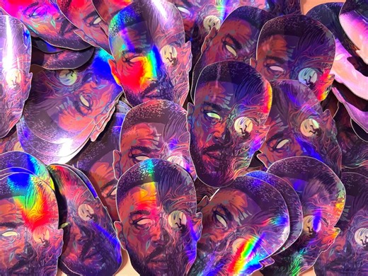 Holographic Rapper Man on the Moon Sticker - Etsy