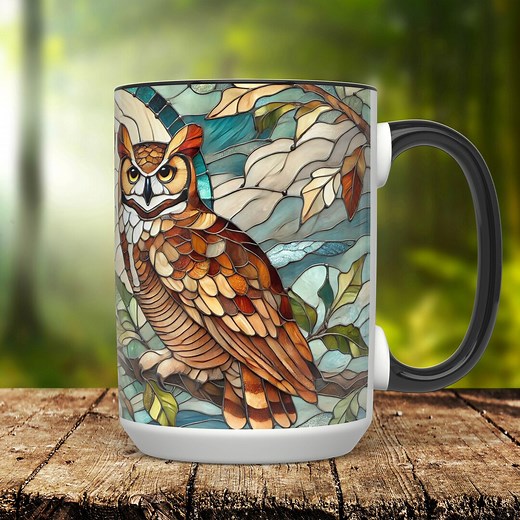 Stained Glass Owls Coffee Mug, Forest Animal Cup - Etsy