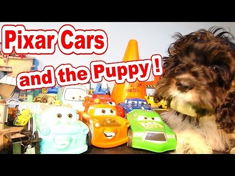 Disney Pixar Cars Shake and Go Race Cars and the New Puppy with Lightning McQueen, Mater and Profess
