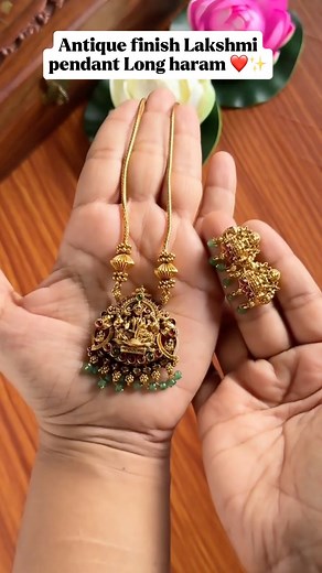 Temple designer antique Lakshmi pendant long haram set❤️✨|Ponnagam Jewels