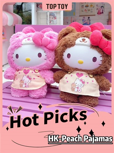 Double the cuteness! 🧸 HK-Peach Pajamas Hello Kitty in pink & brown are here. Can’t choose just one! #TOPTOY #hellokitty #sanrio #official #springbreak
