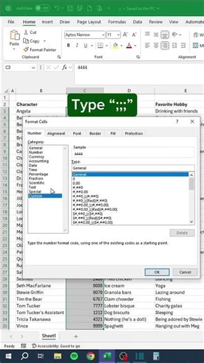 Hiding Sensitive Data in excel