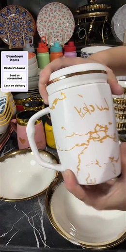 Coffee mug sale — three pieces white gold brush style 7 inches