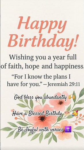 Birthday Wishes from Bible verses /Jeremiah29:11 #birthday #shortsfeed #ytshorts #bejoyfulwithverses