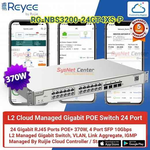 RG-NBS3200-24GT4XS-P Reyee L2 Cloud Managed POE Switch
