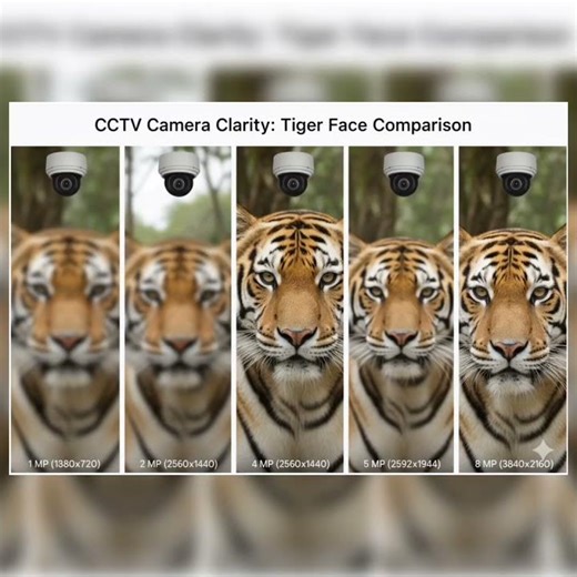 CCTV Camera Clarity Comparison: 1MP vs 8MP – Tiger Face Close-UCCTV #CameraComparison #TigerFace