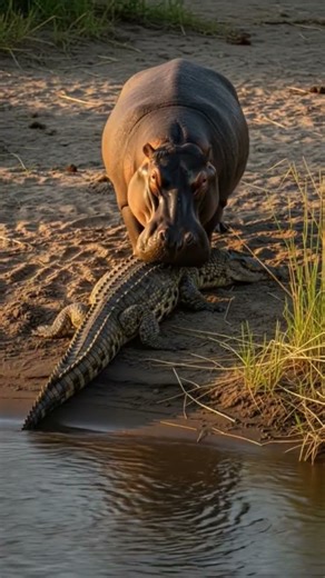 Hippo vs crocodile 😱😱🐊🐊 #wildlife #shorts #viral #trending #youtubeshorts #animals #shortvideo