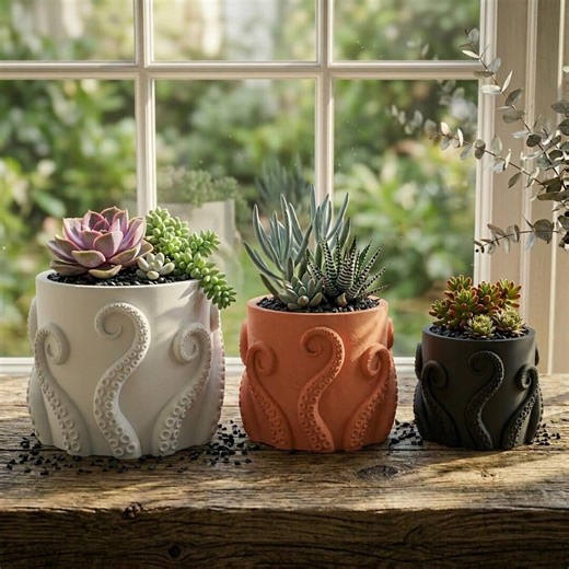 Octopus Tentacle Planter – 3D Printed Succulent Pot, Nautical Gothic Decor - Etsy