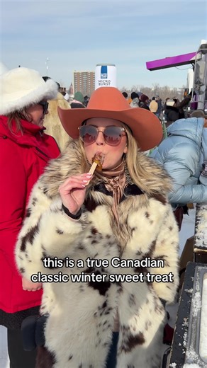 IYKYK 👀 For my non-Canadian followers. Let me tell you about one of Canada’s most iconic winter treats, Maple syrup snow sticks are a Canadian winter treat made by boiling pure maple syrup and pouring it over fresh snow. The cold snow instantly transforms it into a soft, chewy taffy that’s rolled onto a wooden stick. It’s so simple to make and enjoy! 🍁 #canada #sweettreat #maple #maplesyrup #canadian