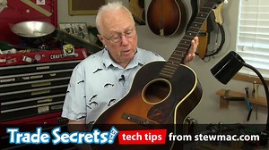 3.4K views · 102 reactions | Gluing a 1940s Gibson bridge. The bridge on this old banner Gibson has an unusually low, flat profile. Dan Erlewine shares an easy (and temporary) mod to our Bridge Clamping Caul for gluing the bridge to the guitar top. Watch today's Trade Secrets video here, www.stewmac.com/item/TS0268 | StewMac | Facebook