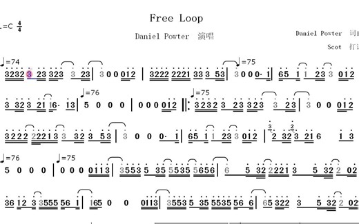 Free Loop--Daniel Powter演唱--动态简谱